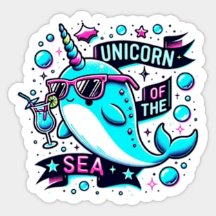 Funny Narwhal Unicorn of the Seas Sticker